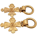 Chanel engraved Vintage Cross Earrings CC Logo Gold — view 8