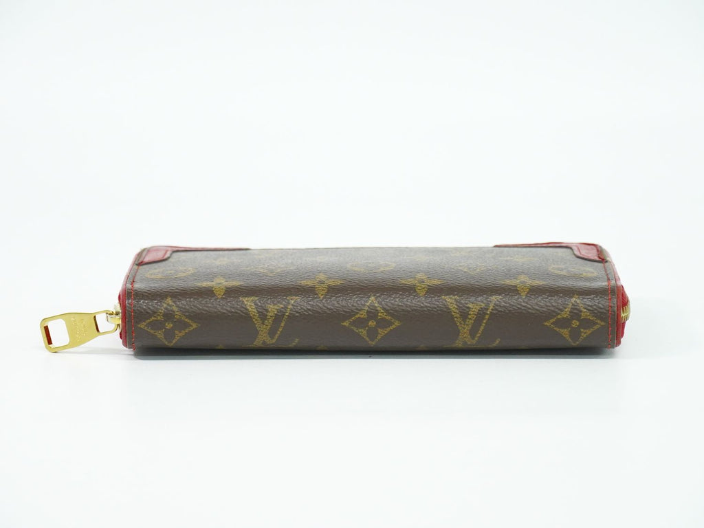 Louis Vuitton LV Zippy Wallet Retiro Monogram Zip Around Brown Red — view 3