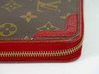 Louis Vuitton LV Zippy Wallet Retiro Monogram Zip Around Brown Red — view 7