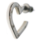 Chanel CC Logo Open Heart Hoop Earrings Silver