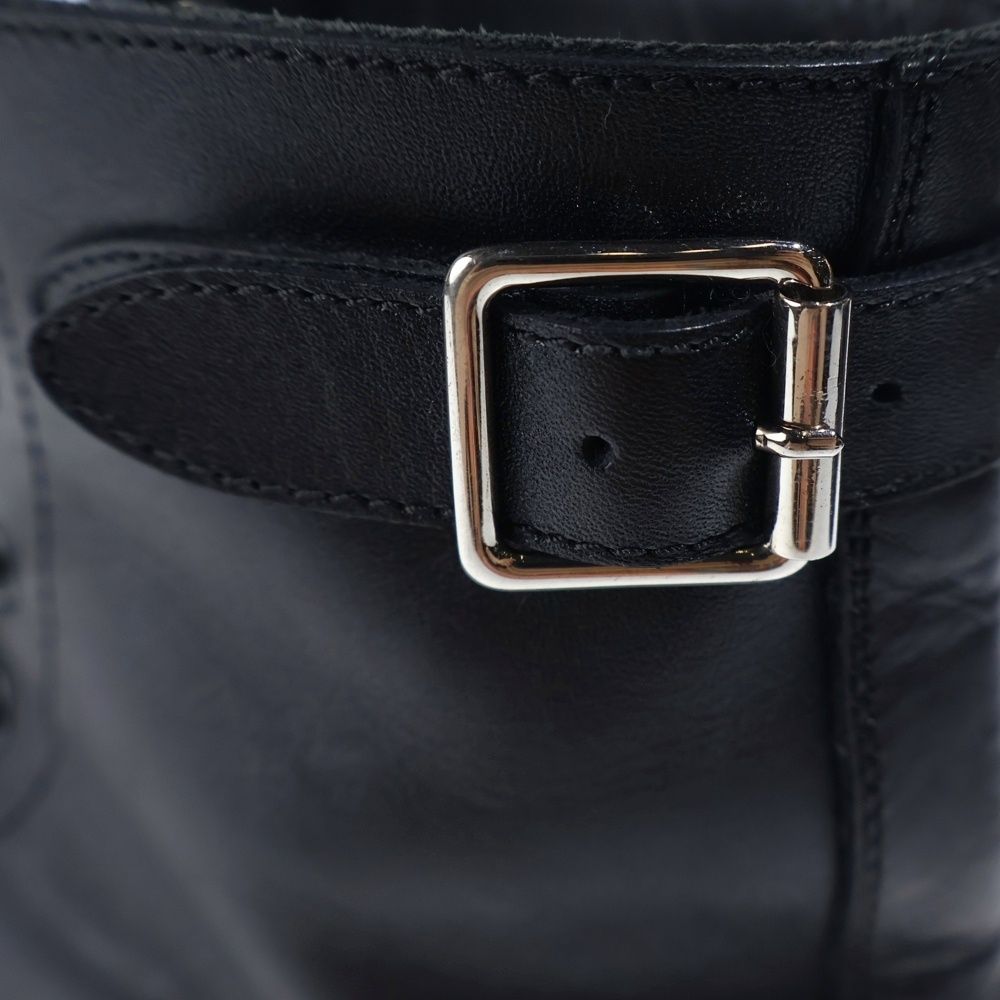Celine Bulky Studded Logo Leather Lace Up High Cut Shoes Short Boots Black — view 6