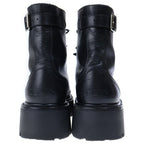 Celine Bulky Studded Logo Leather Lace Up High Cut Shoes Short Boots Black — view 3