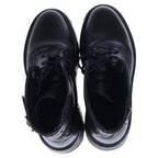 Celine Bulky Studded Logo Leather Lace Up High Cut Shoes Short Boots Black — view 4