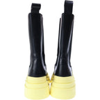 Bottega Veneta Tire Chelsea Boots Side Gore High Cut Black Yellow — view 3