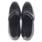 Hermes Moccasins Logo Plate Leather Heels Loafers Shoes Silver Black — view 4