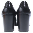Hermes Moccasins Logo Plate Leather Heels Loafers Shoes Silver Black — view 3