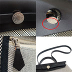 Hermes Herbag Zip PM Handbag Ed Toile GM Vache Hunter Silver — view 6