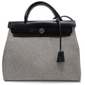 Hermes Herbag Zip PM Handbag Ed Toile GM Vache Hunter Silver