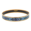 Hermes Bracelet Enamel PM Metal Blue Purple Gold Bangle Cloisonne