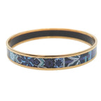 Hermes Bracelet Enamel PM Metal Blue Purple Gold Bangle Cloisonne — view 3