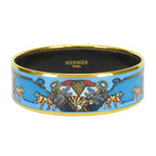 Hermes Bracelet Enamel GM Metal Blue Gold Multicolor Bangle Cloisonne