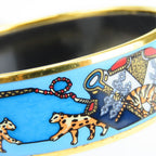 Hermes Bracelet Enamel GM Metal Blue Gold Multicolor Bangle Cloisonne — view 5