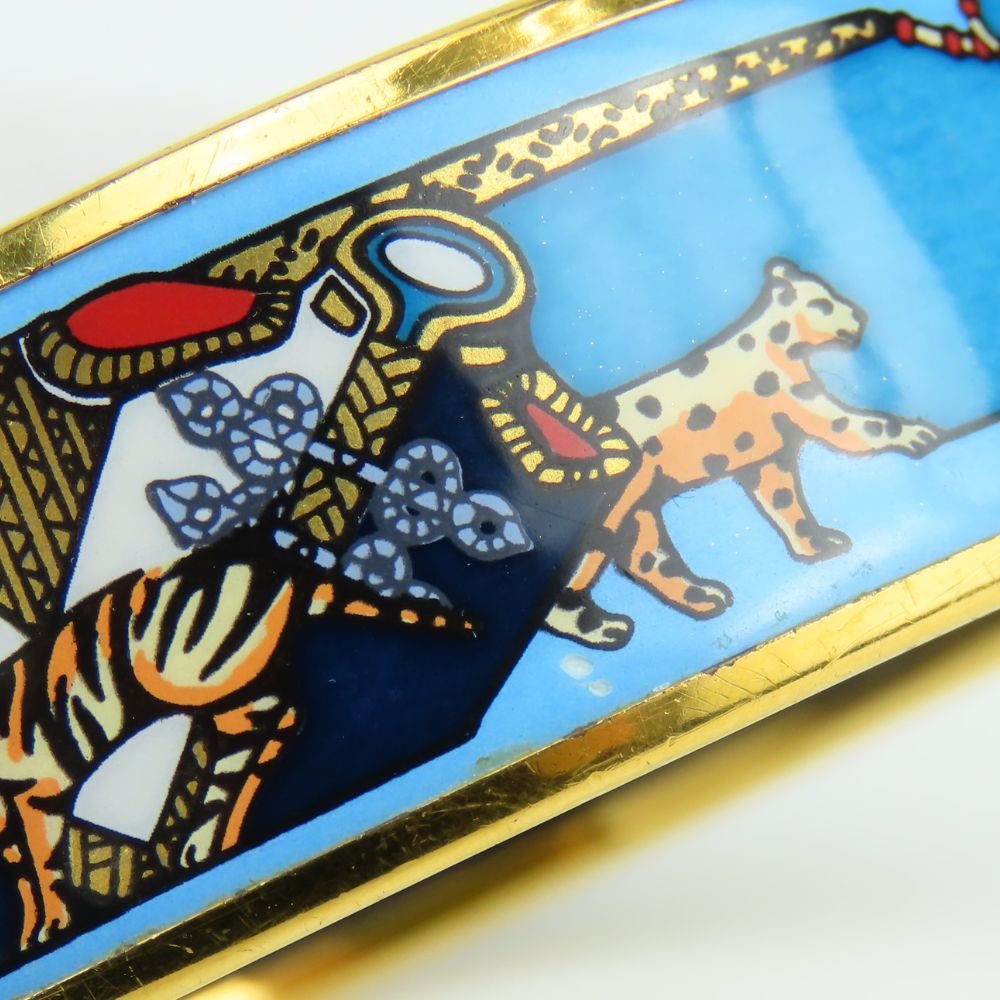 Hermes Bracelet Enamel GM Metal Blue Gold Multicolor Bangle Cloisonne — view 4