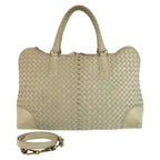 Bottega Veneta Intrecciato Ivory Vfedo Shoulder Bag