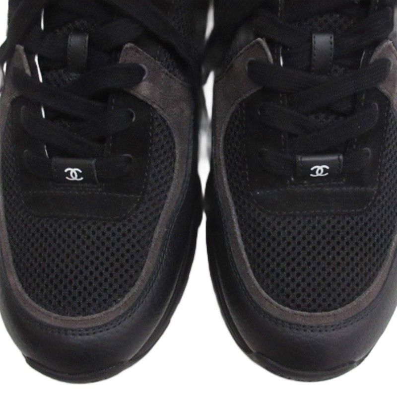 Chanel CC Logo Mesh Sneakers Black — view 3