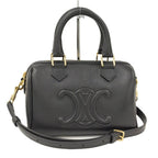 Celine Bag Cuir Triomphe Small Boston Leather Black