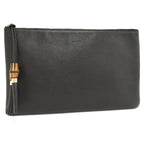 Gucci Bamboo Clutch Leather Black