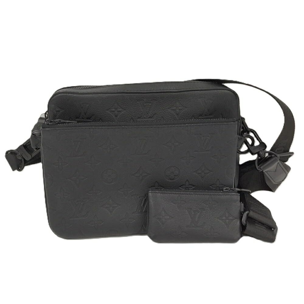 Louis Vuitton Trio Messenger Shoulder Bag Monogram Shadow Leather Black