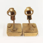 Chanel Square Earrings CC Black Gold — view 6