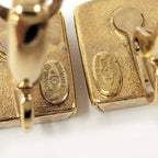 Chanel Square Earrings CC Black Gold — view 8