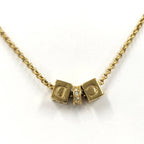 Dior CD Logo Necklace Cube Rhinestone Gold Plated — view 2
