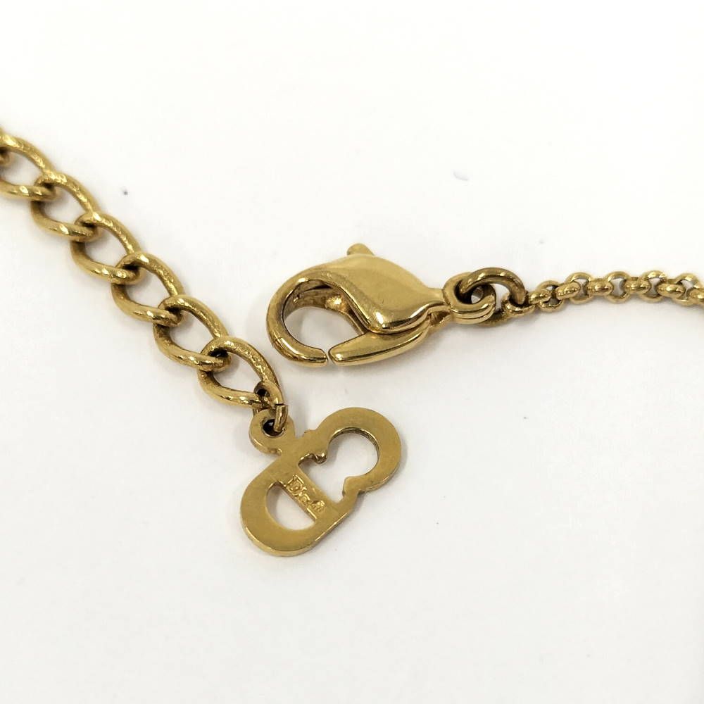 Dior CD Logo Necklace Cube Rhinestone Gold Plated — view 5