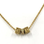 Dior CD Logo Necklace Cube Rhinestone Gold Plated