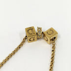 Dior CD Logo Necklace Cube Rhinestone Gold Plated — view 6