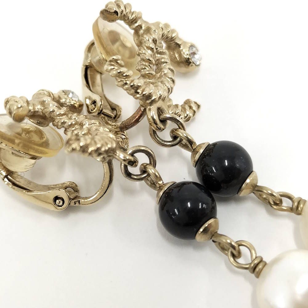 Chanel Earrings Plated Gold White Black — view 7