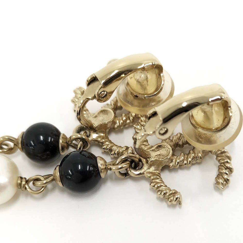 Chanel Earrings Plated Gold White Black — view 8
