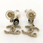 Chanel Earrings Plated Gold White Black — view 3