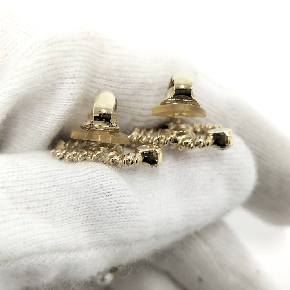 Chanel Earrings Plated Gold White Black — view 9