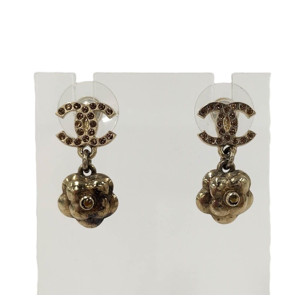 Chanel Earrings Rhinestone Coco CC