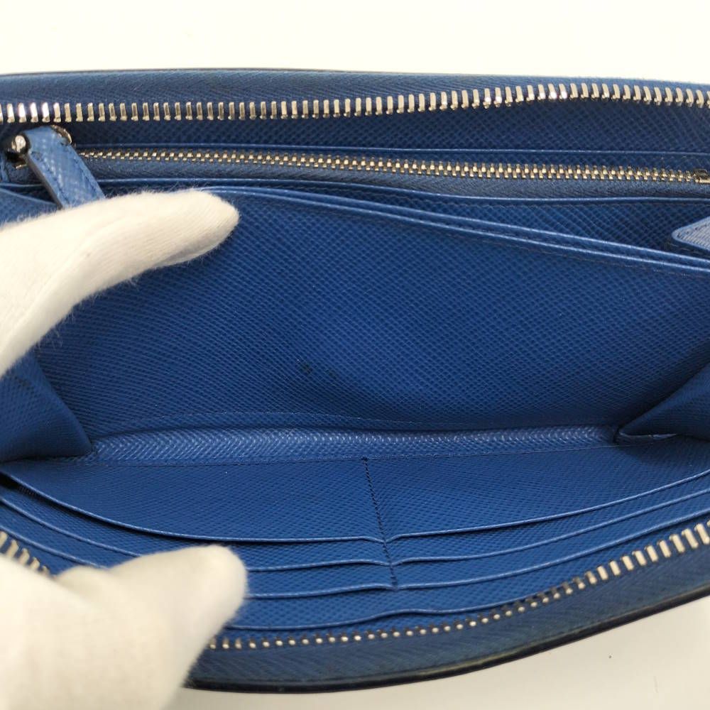 Prada Zip Around Wallet Saffiano Leather Blue — view 9