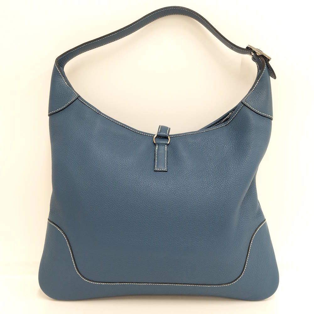 Hermes Trim 38 Handbag Leather Blue — view 2