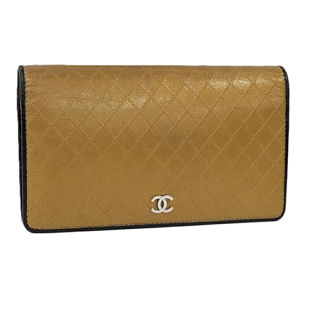 Chanel Bicolor Gold Black Bifold Wallet