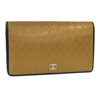 Chanel Bicolor Gold Black Bifold Wallet