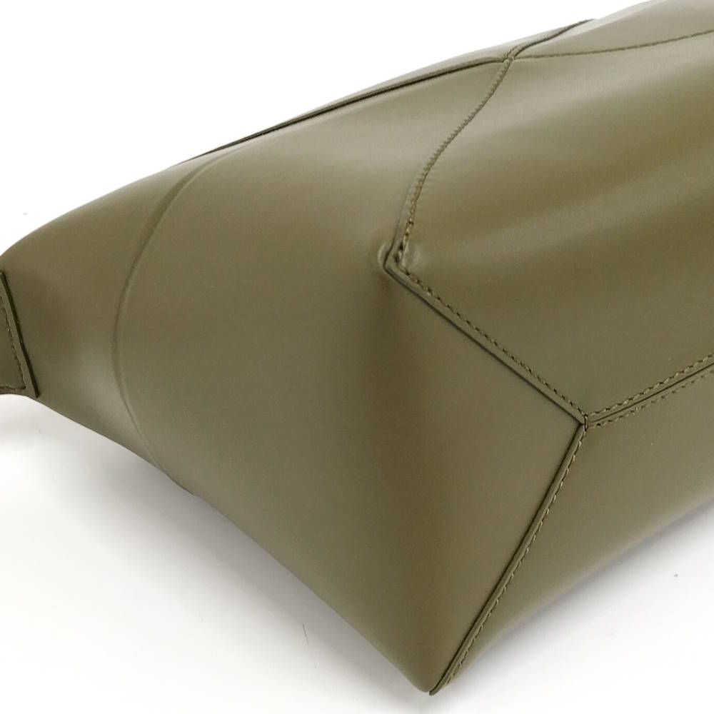Loewe Puzzle Fold Wash Bag Handbag Leather Khaki — view 5