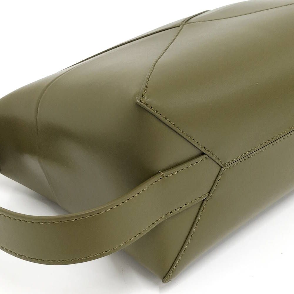 Loewe Puzzle Fold Wash Bag Handbag Leather Khaki — view 4