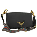 Prada Flap Shoulder Bag Leather Black Gold