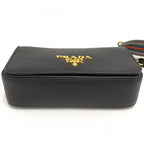 Prada Flap Shoulder Bag Leather Black Gold — view 7