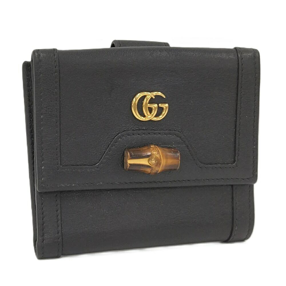 Gucci Bamboo Leather Black Diana 2184 Wallet