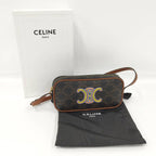 Celine Shoulder Bag Cuir Triomphe Mini Leather Black Brown Multicolor — view 9