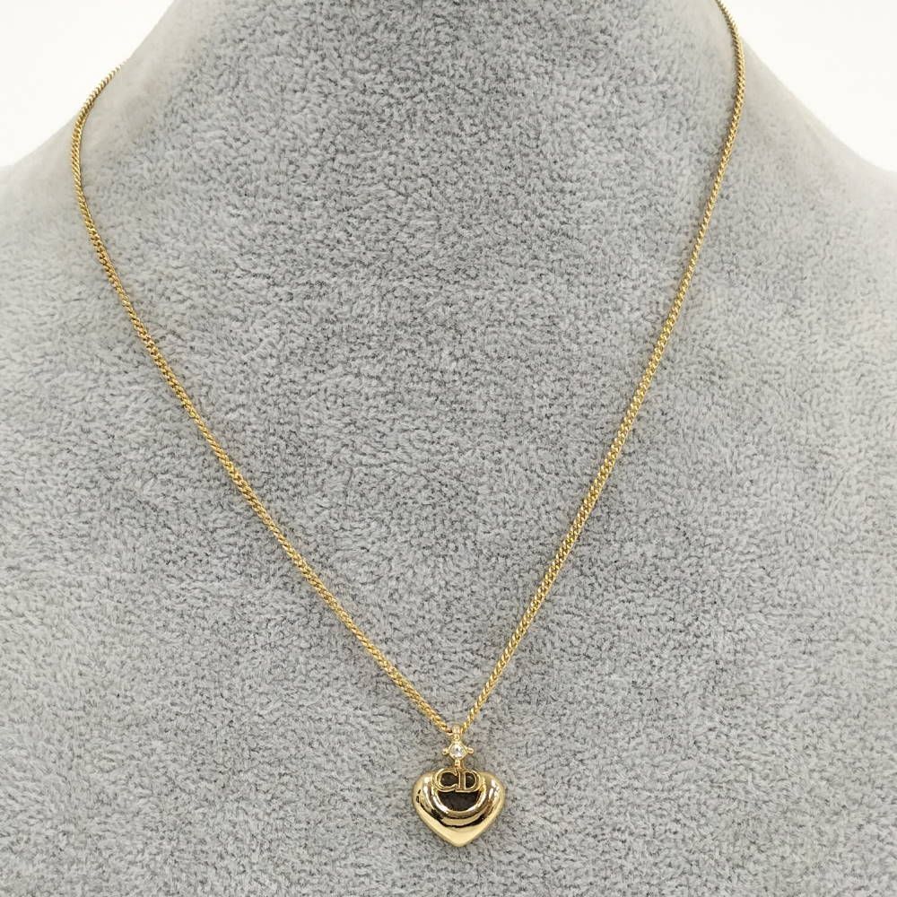 Dior CD Logo Necklace Rhinestone Gold Plated — view 7
