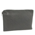 Bottega Veneta Clutch Intrecciato Leather Gray
