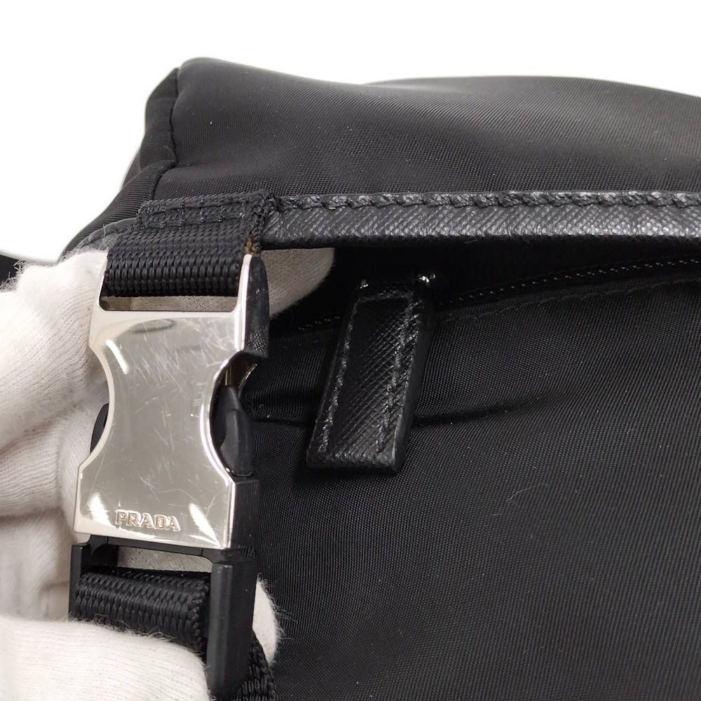 Prada Shoulder Bag Triangle Plate Nylon Black — view 6