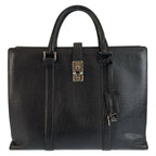 Gucci Black Silver Leather Business Briefcase