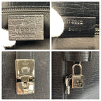 Gucci Black Silver Leather Business Briefcase — view 3