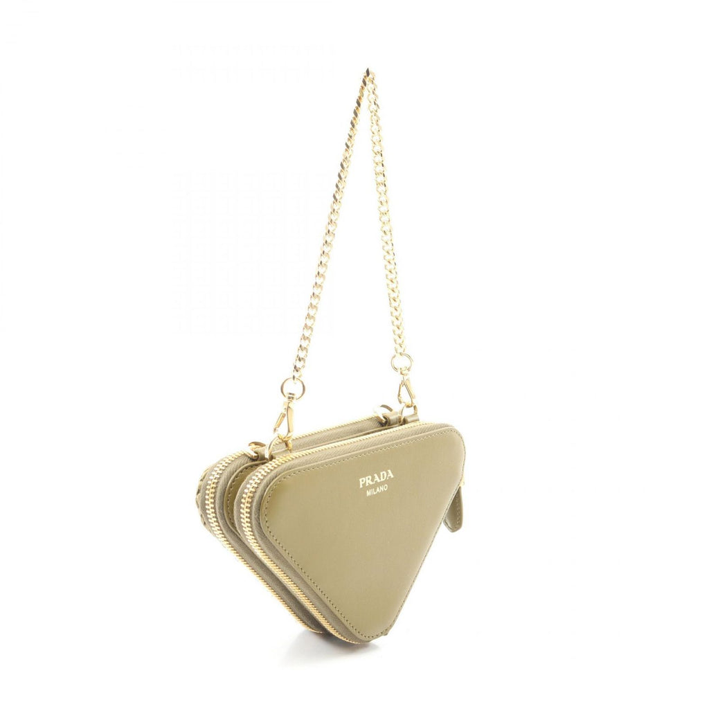 Prada Mini Contenitori 2-Way Olive Leather Triangle Shoulder Bag — view 2