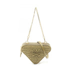 Prada Mini Contenitori 2-Way Olive Leather Triangle Shoulder Bag